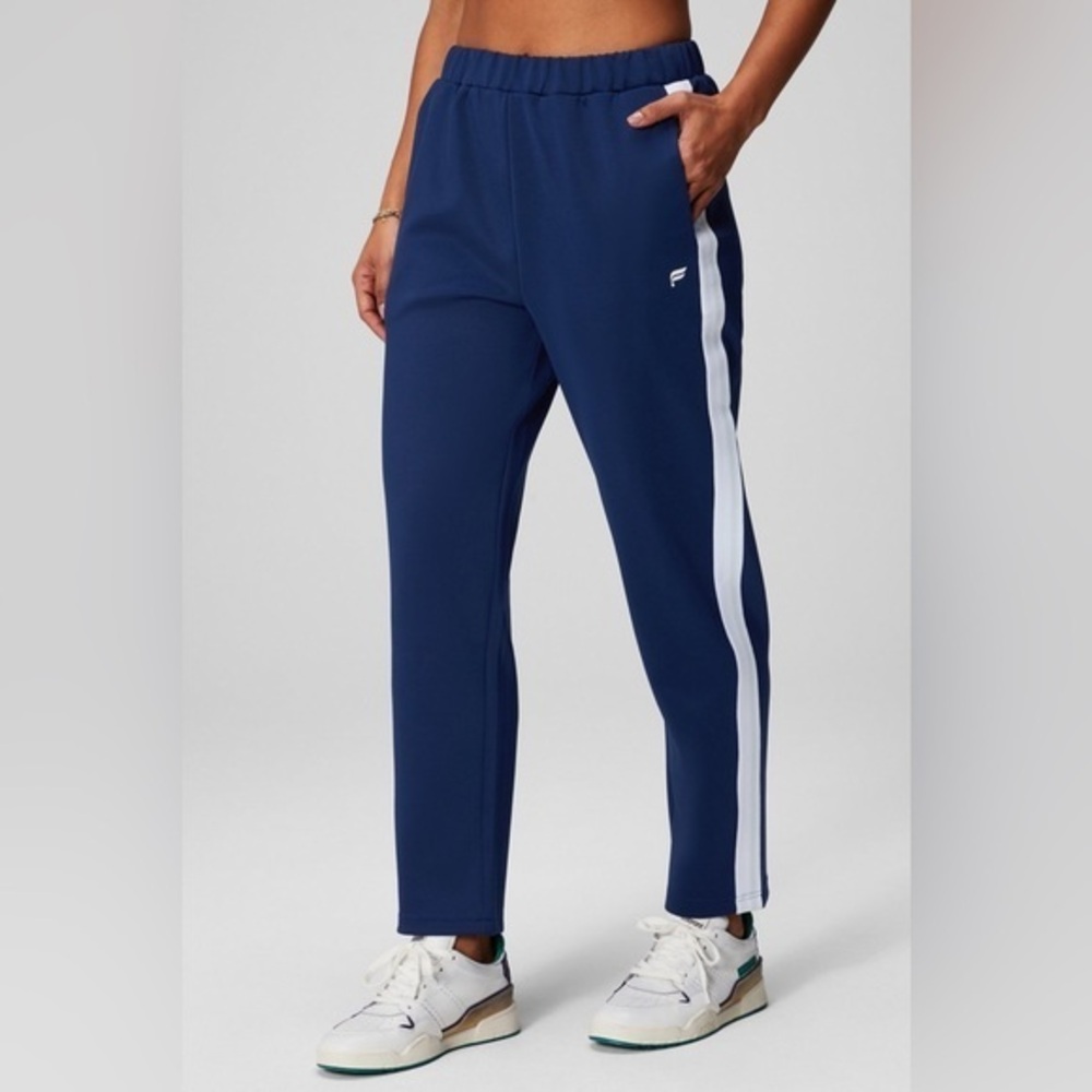 Fabletics Tapered Tricot Pant Navy Blue White Stripe Joggers track pants XXL 1X